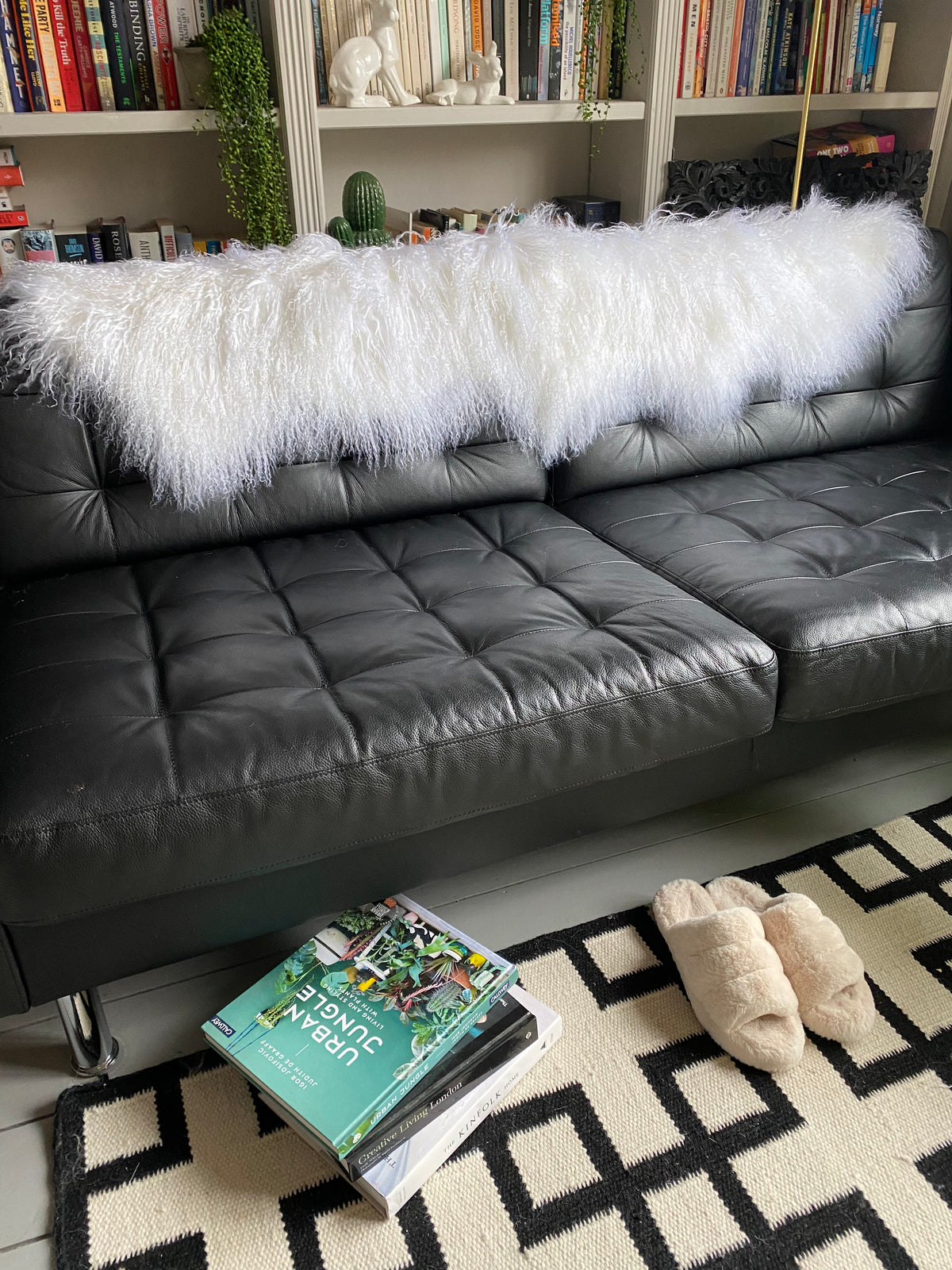 white Mongolian Sheepskin rug