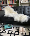 Natural White Mongolian Sheepskin double rug 