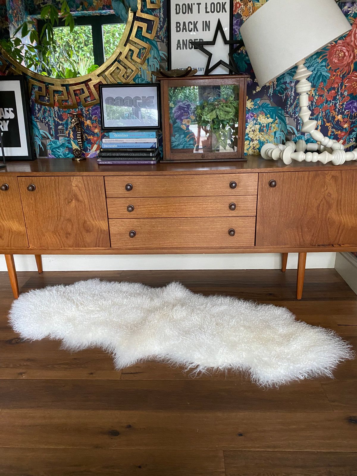 Natural White Mongolian Sheepskin double rug 