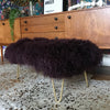 Mongolian Sheepskin footstool in wine