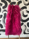 magenta bright pink sheepskin mongolian throw sheet runner 