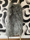 grey mongolian Sheepskin rug throw sheet