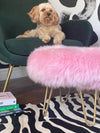 round sheepskin pink footstool pouffe hairpin leg