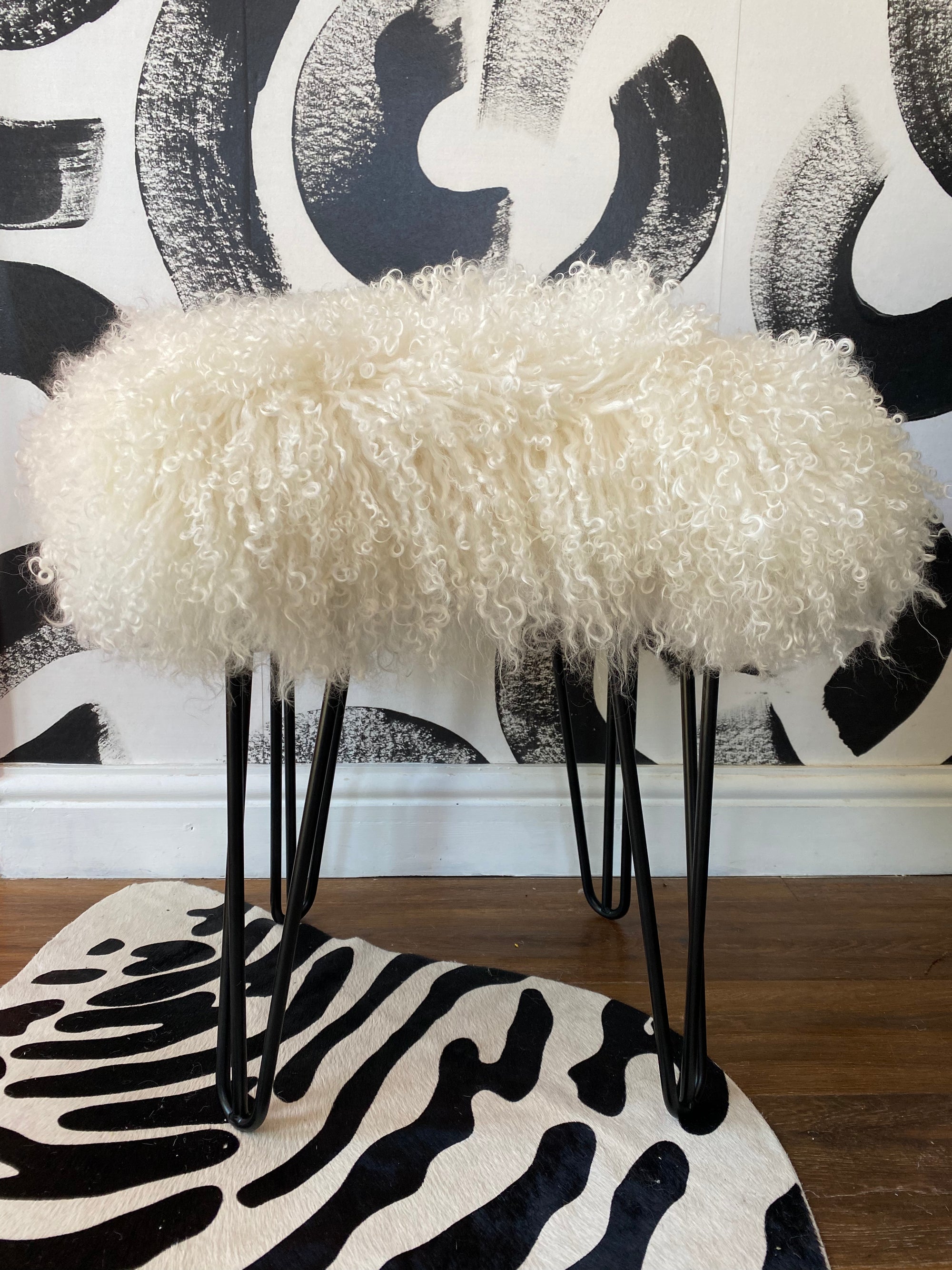 square mongolian console stool