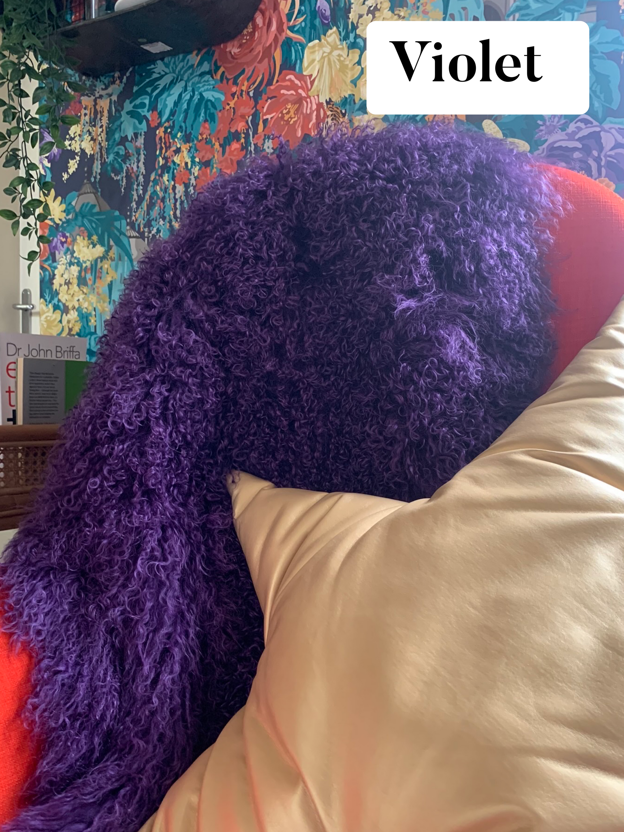 Purple mongolian fur 2024 pillow