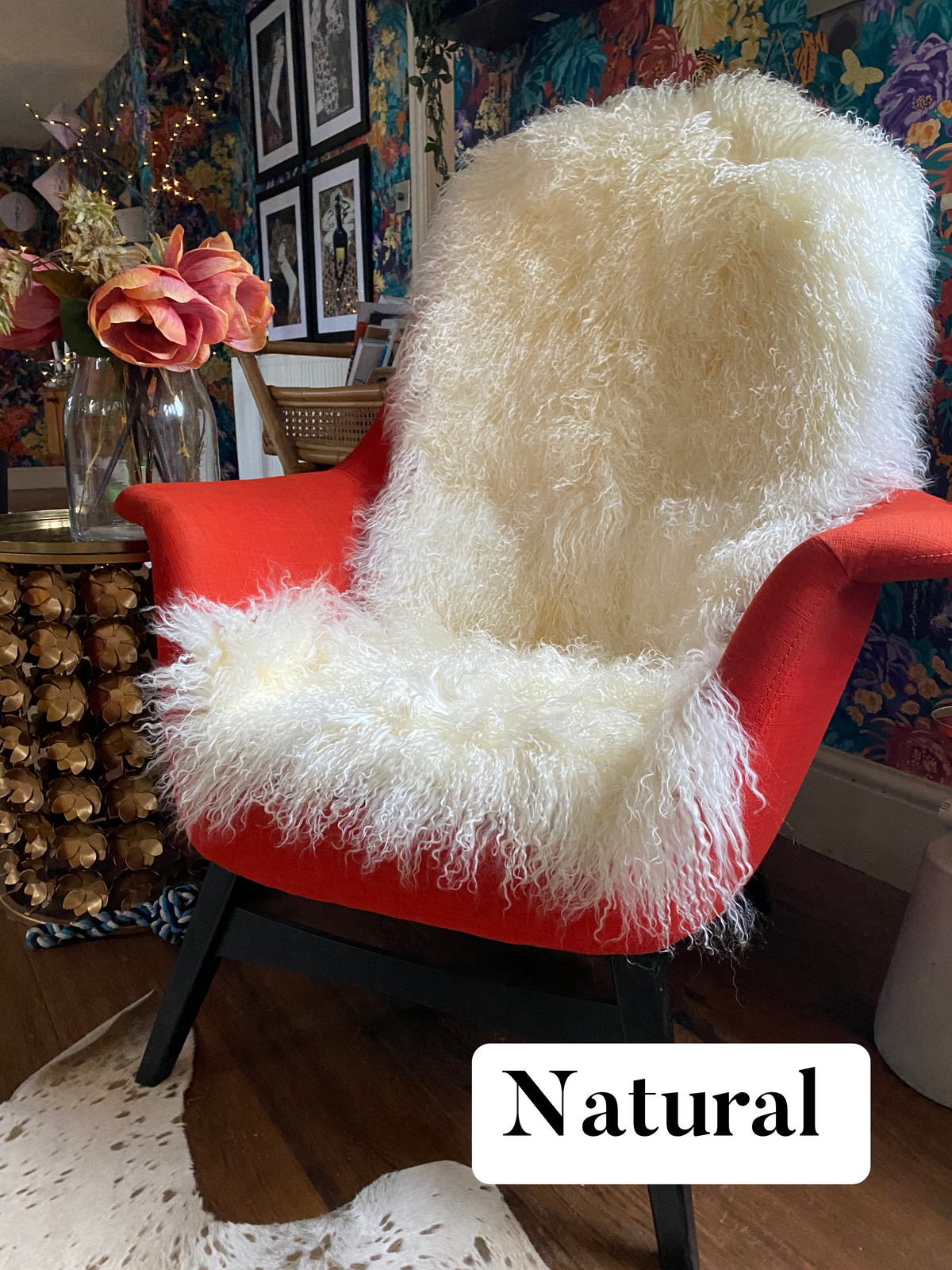 natural scandi white mongolian sheepskin throw rug 
