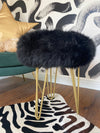 Black sheepskin stool 