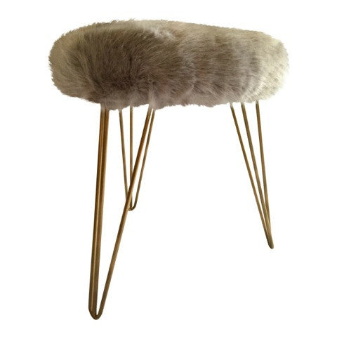 Grey Faux Fur Stool