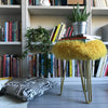 mustard yellow sheepskin console stool
