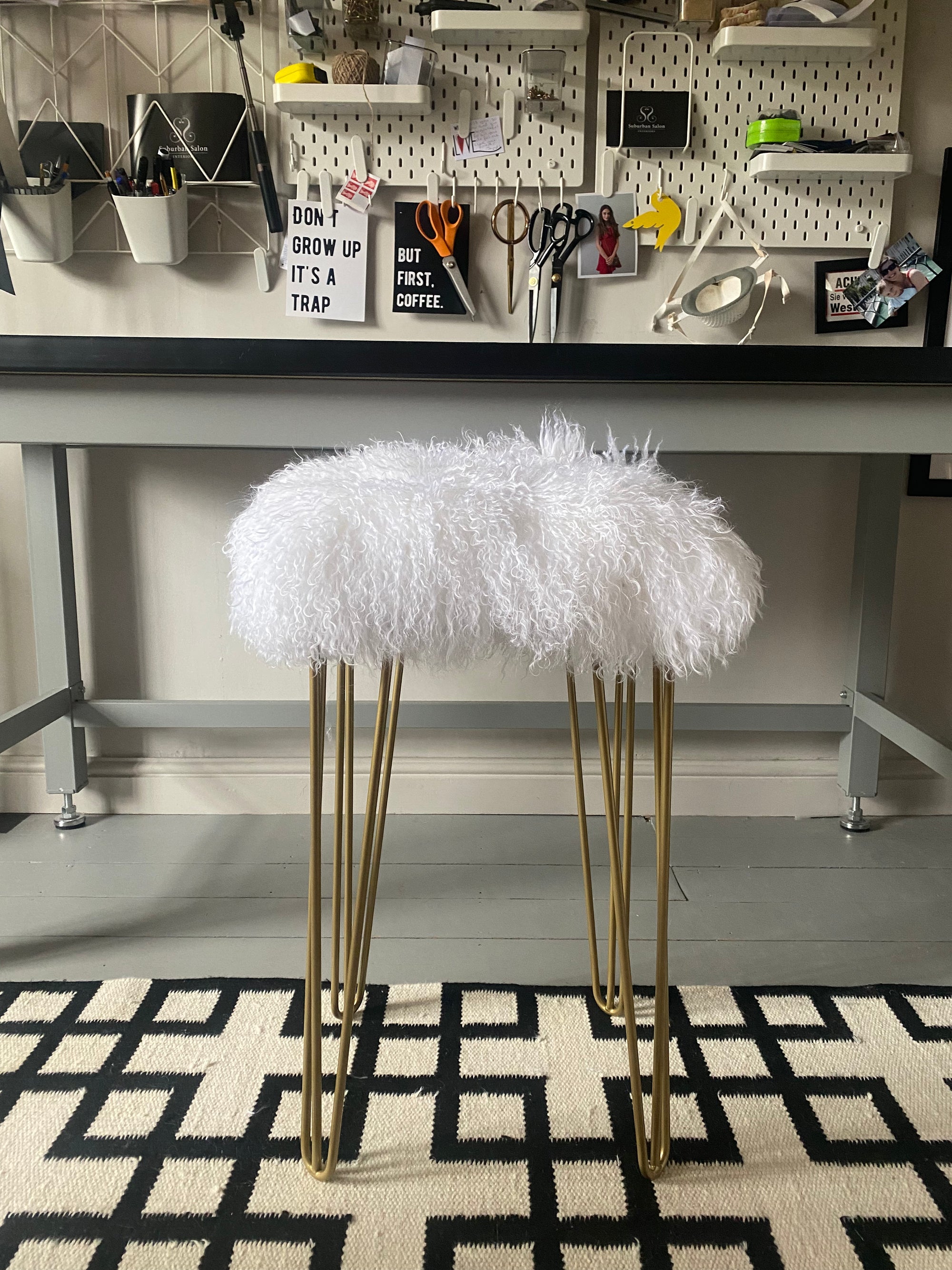Bar stools sheepskin upholstery 