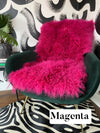 Magenta pink mongolian sheepskin throw rug  Edit alt text