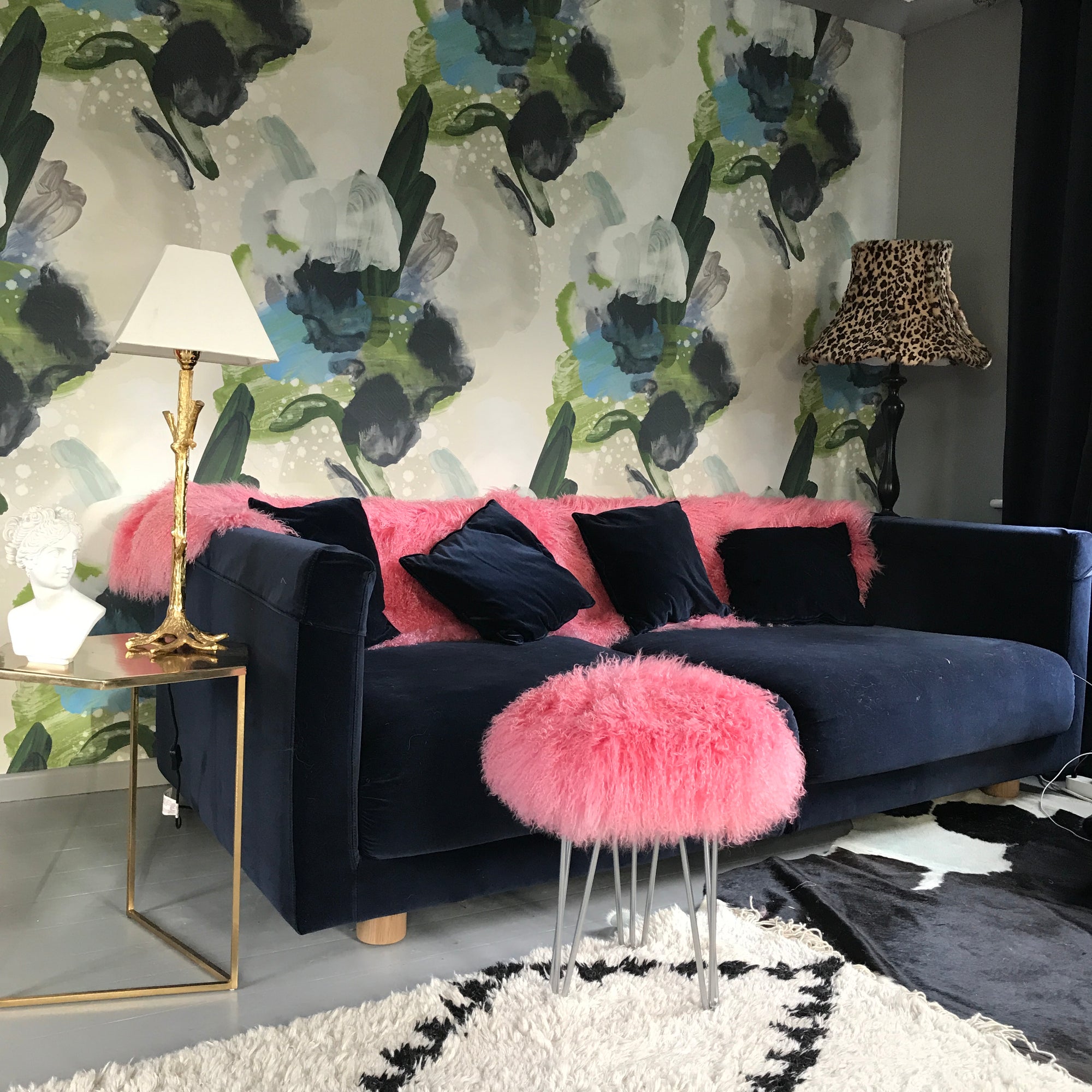 Pelican Pink Sheepskin Stool 