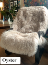 Oyster greige beige mongolian sheepskin throw rug 