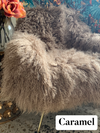 caramel beige brown mongolian sheepskin throw rug 