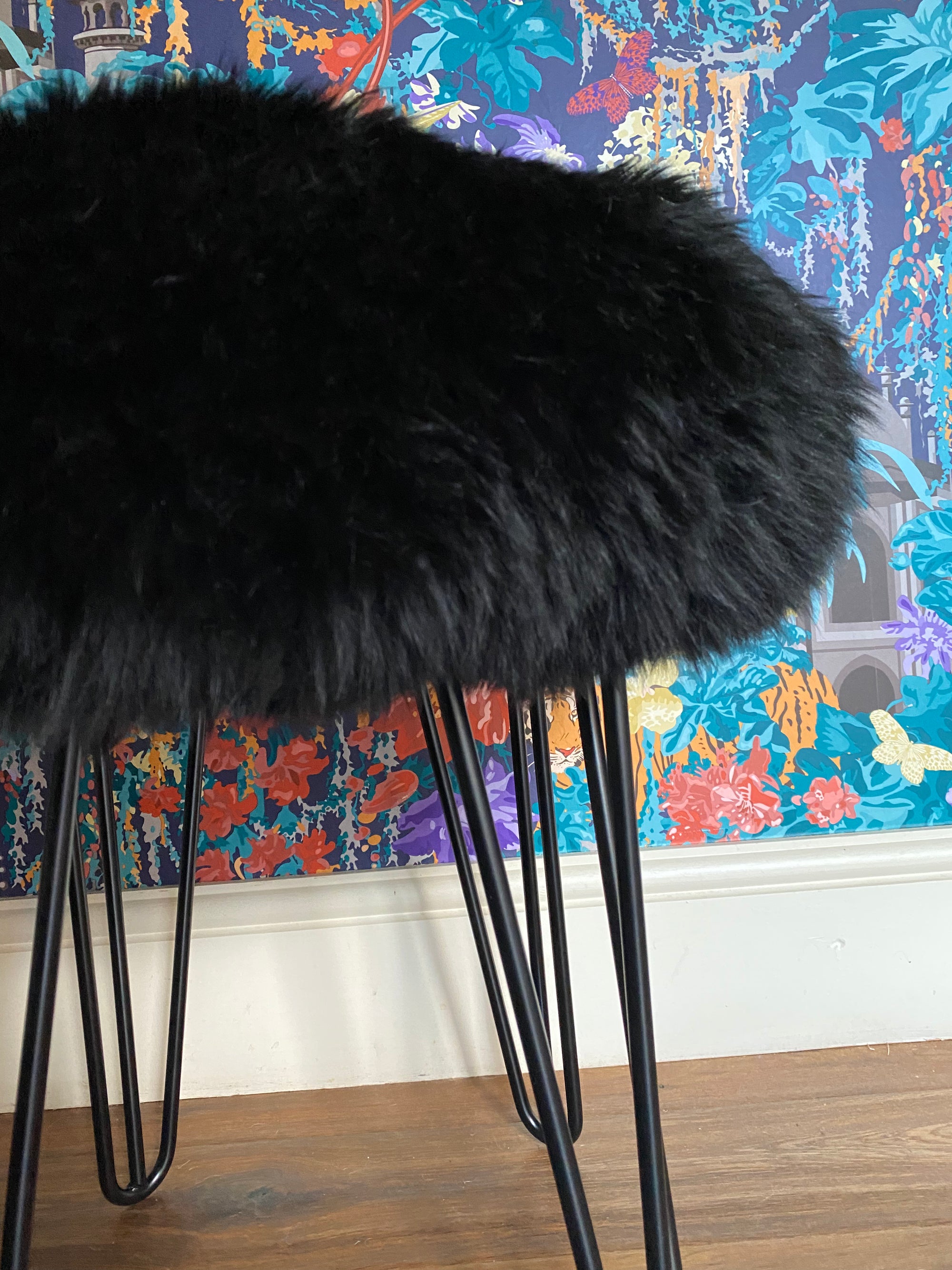 sheepskin stool with 4 legs 