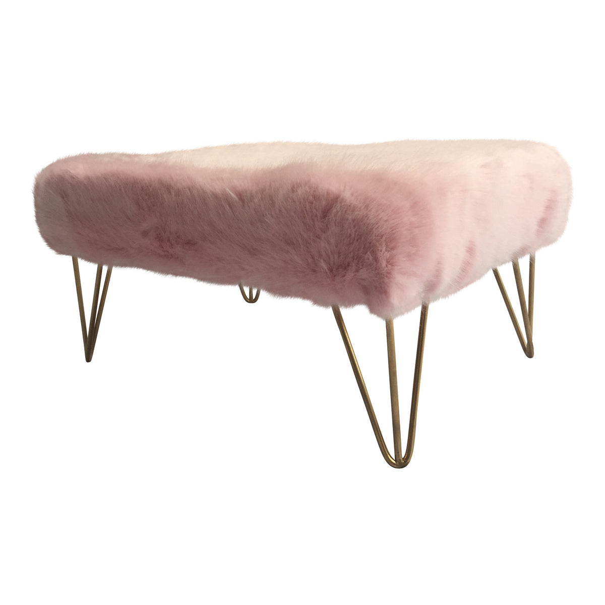 Super Luxe Medium Pile Faux Fur Footstool