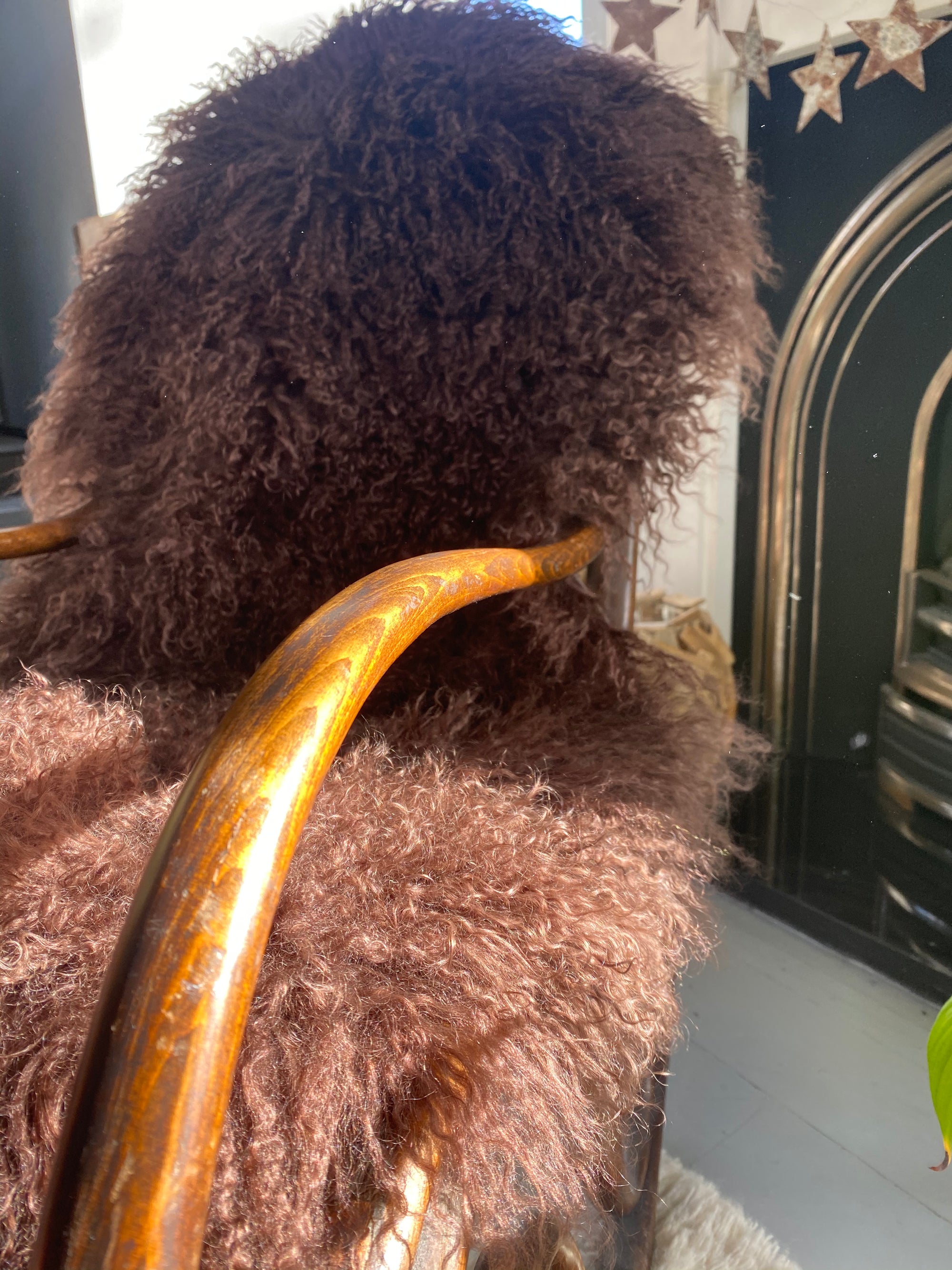 Mocha Mid Brown Mongolian sheepskin throw