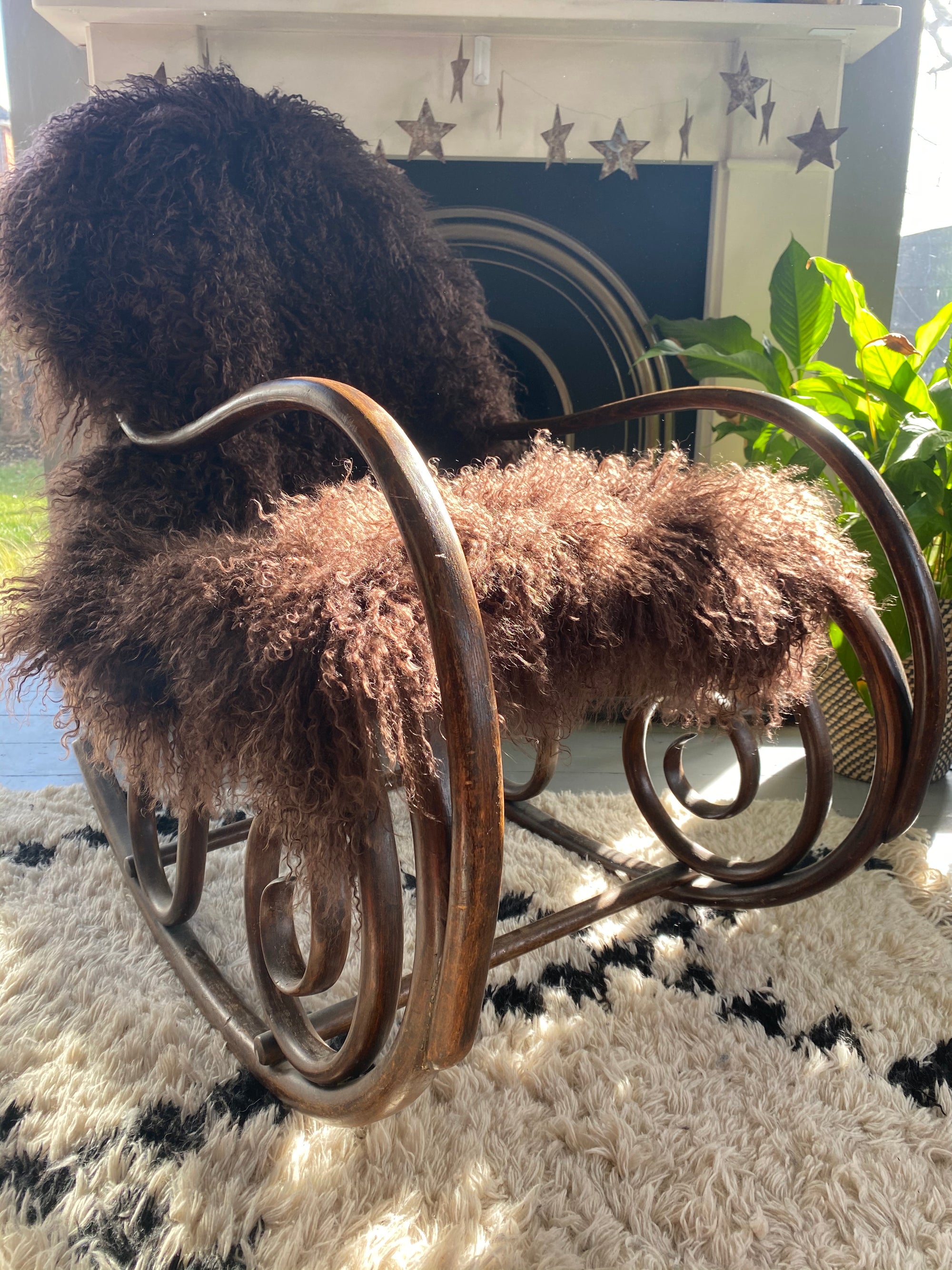 Mocha Mid Brown Mongolian sheepskin throw