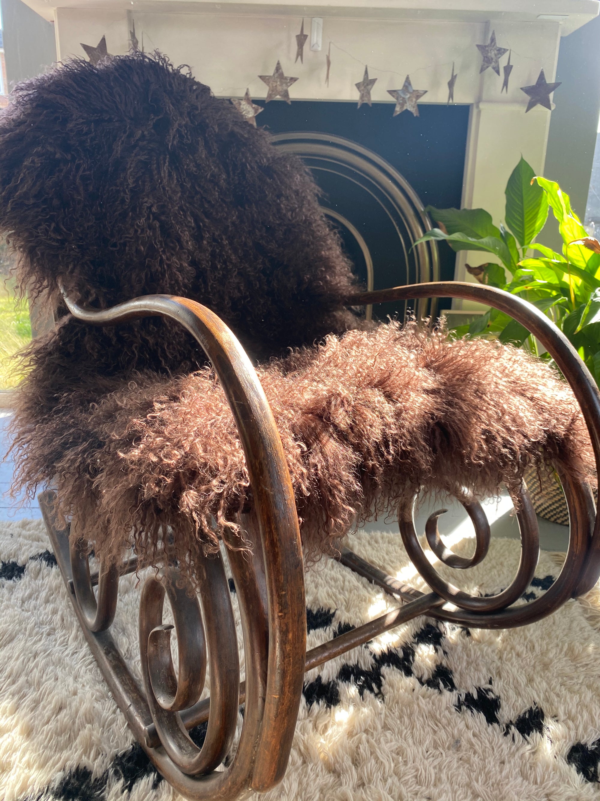 mocha brown Mongolian Sheepskin throw