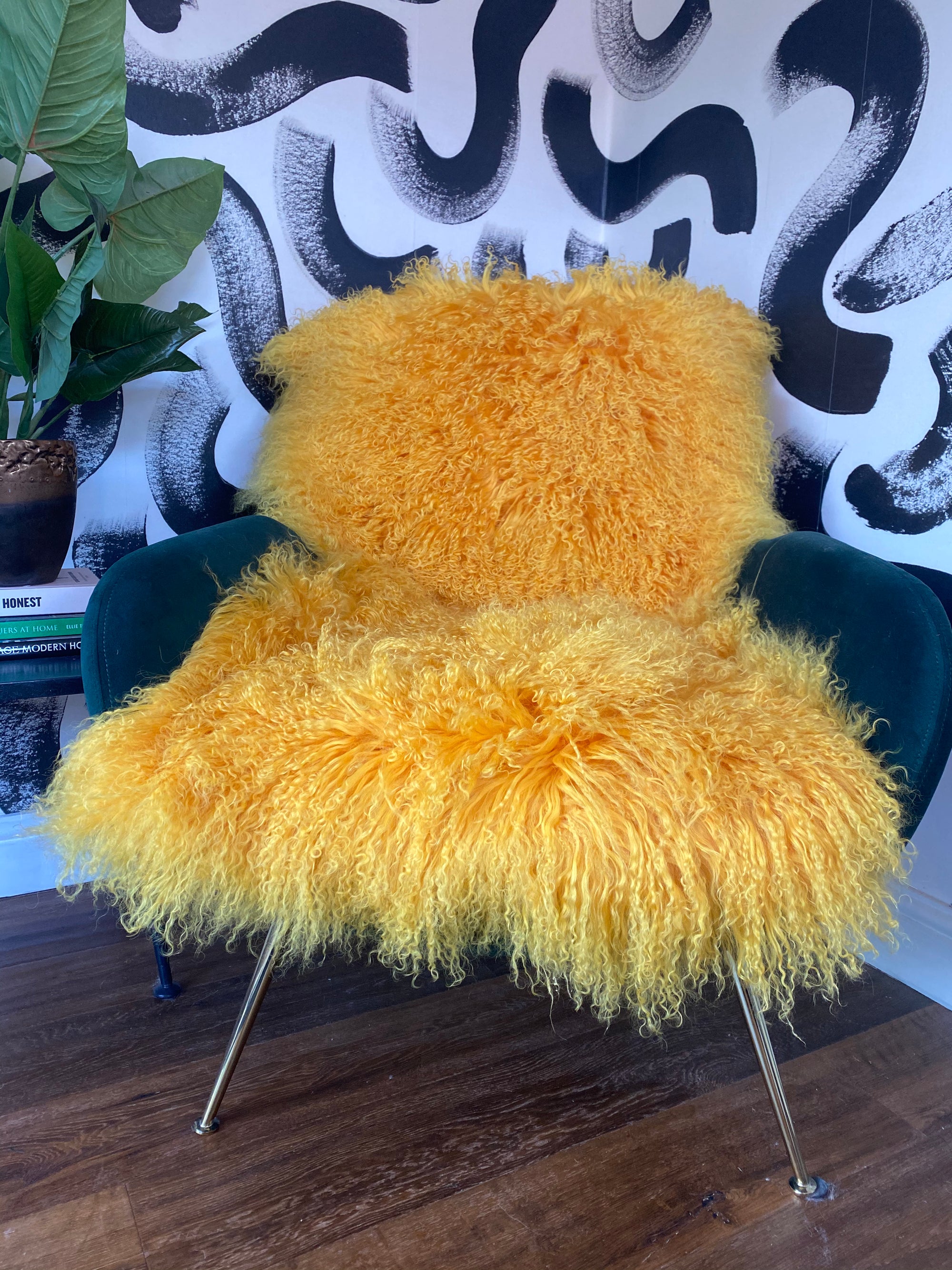 Mustard Mongolian Sheepskin throw