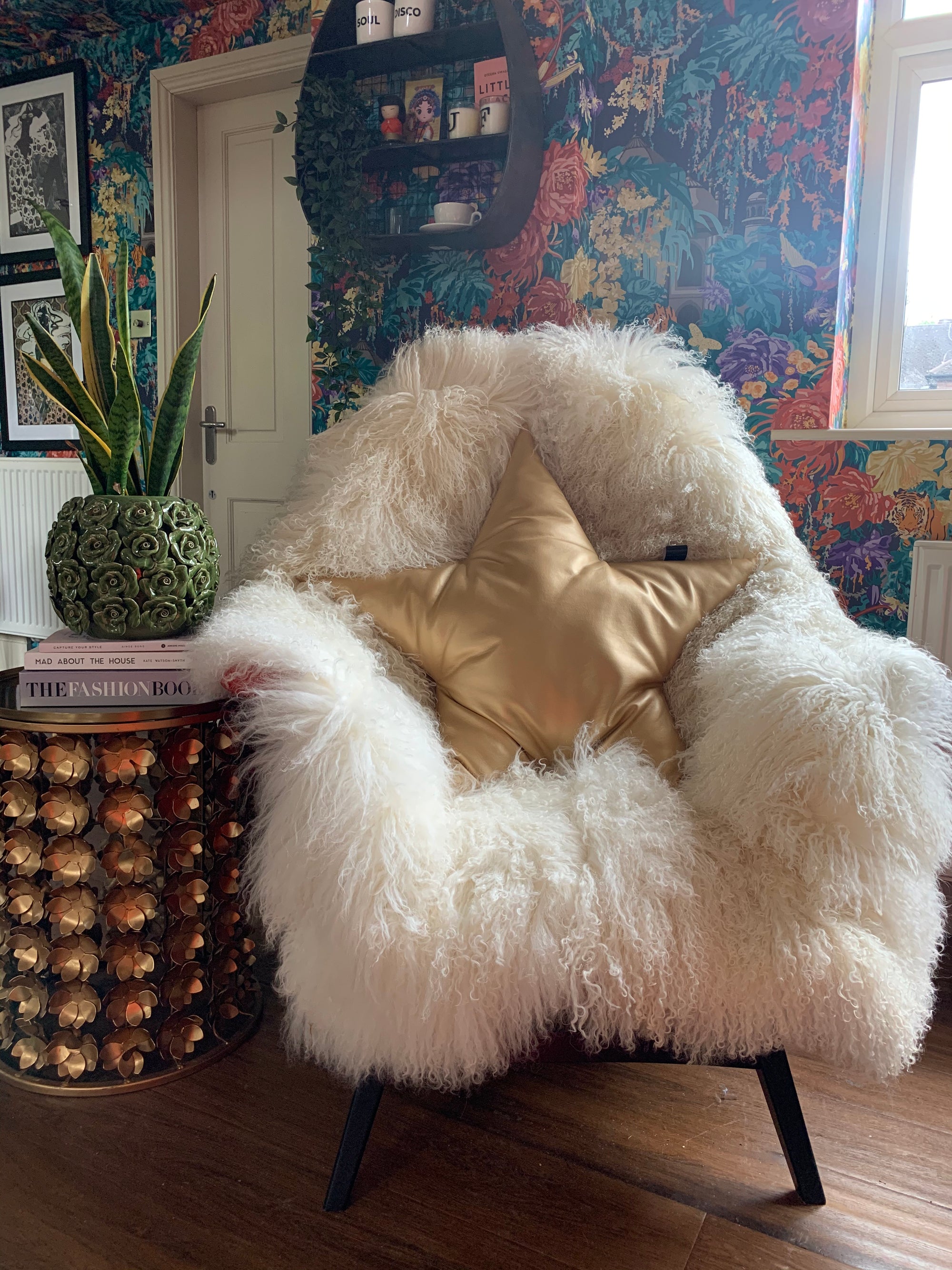 Mongolian sales sheepskin chair