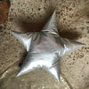 Silver faux leather handmade star cushion