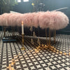 Blush Pink extra large mongolian upholstered metallic hairpin leg bench