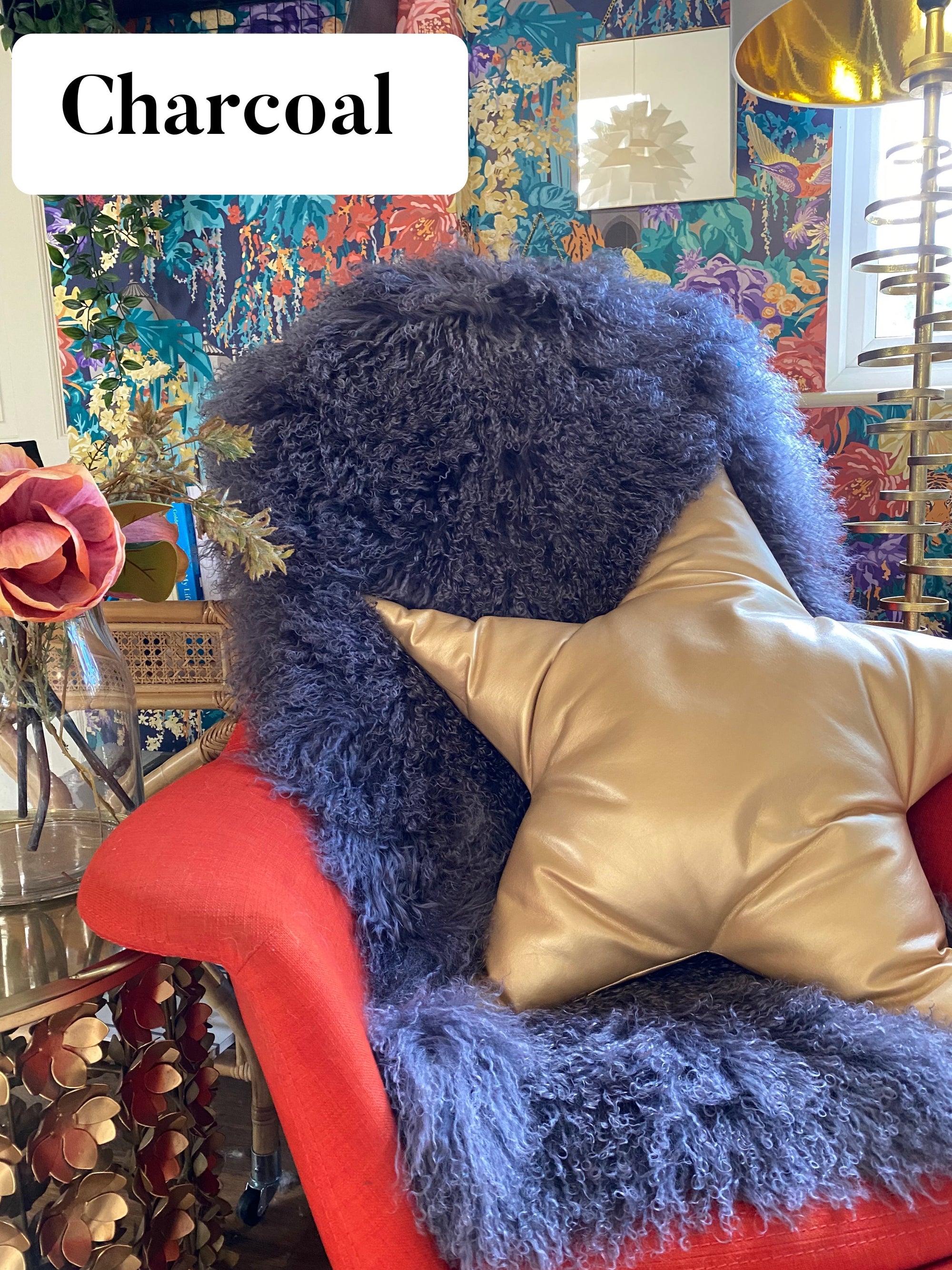 Genuine mongolian sales fur cushions