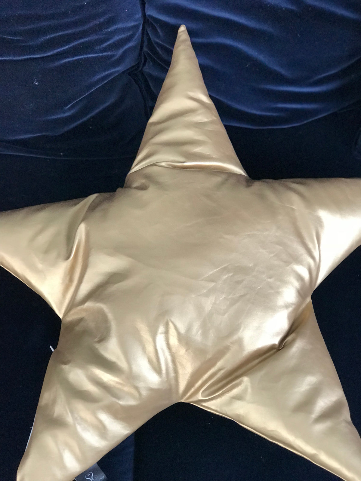 Gold handmade faux leather star cushionso