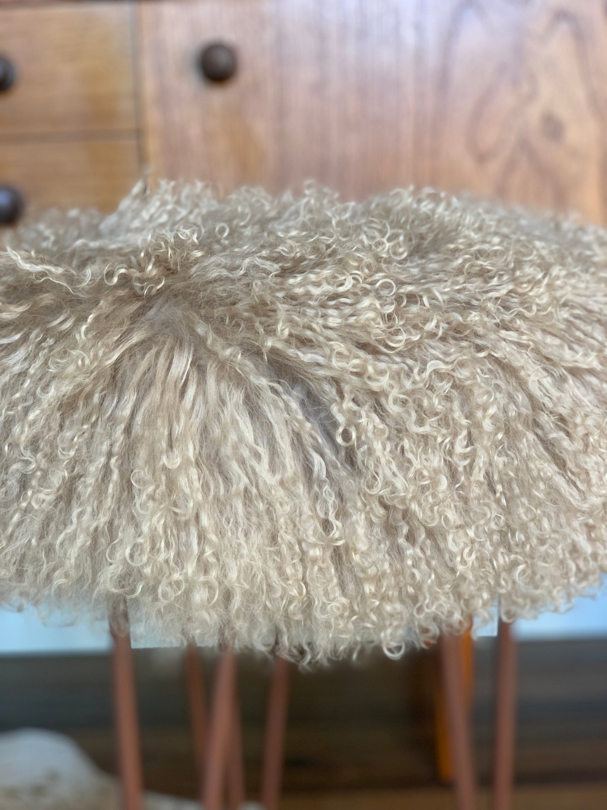oyster mongolian sheepskin stool 