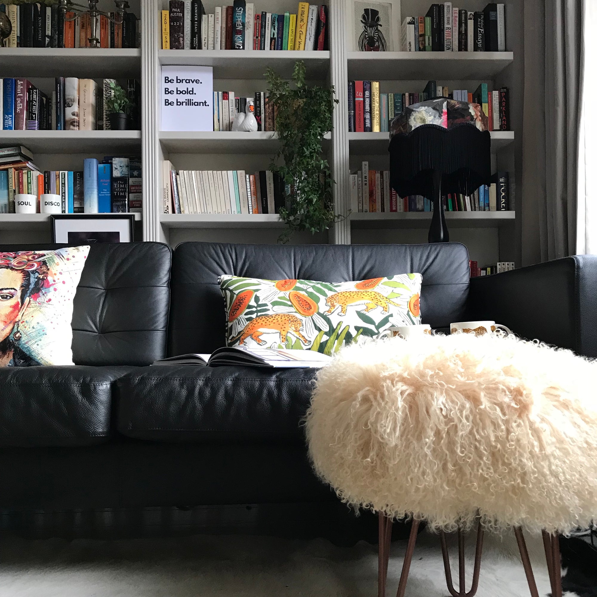 oatmeal sheepskin Mongolian stool 