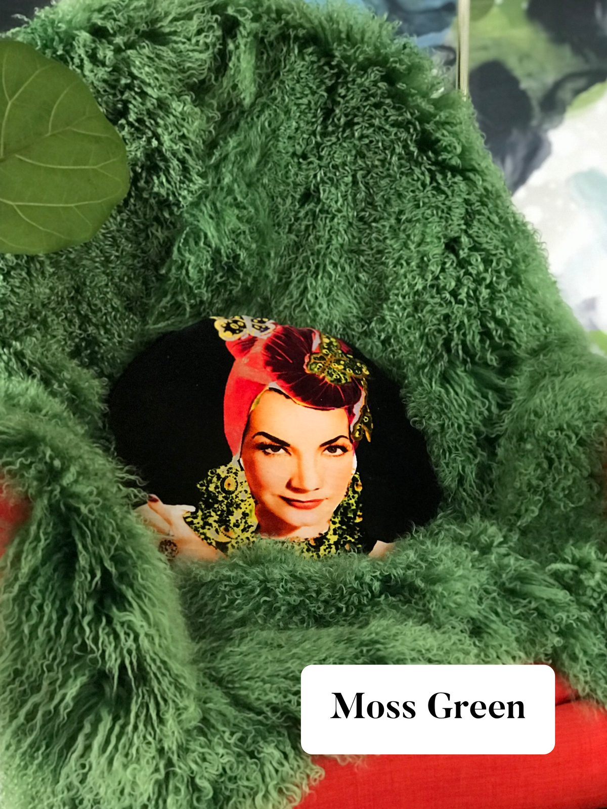 Moss Green genuine Mongolian Sheepskin Throw / rug