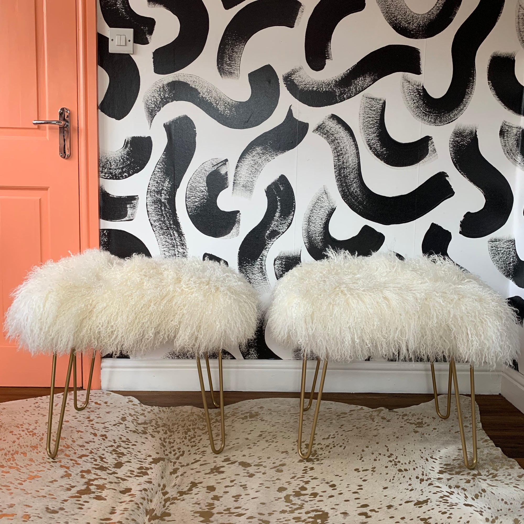 square mongolian console stool