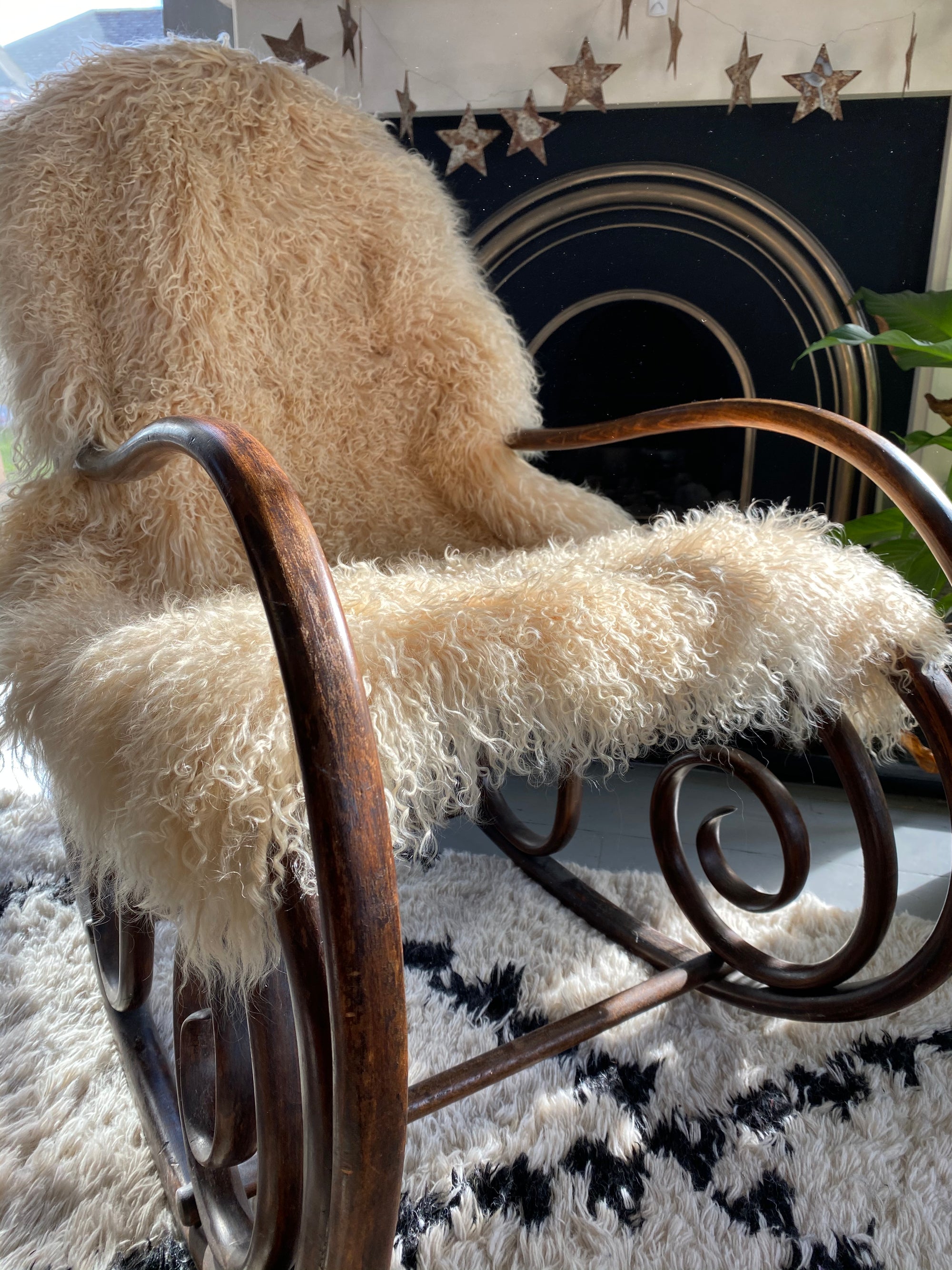 Oatmeal cream beige Mongolian Sheepskin throw sheet rug