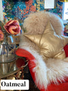 oatmeal camel cream genuine Mongolian Sheepskin Throw / rug