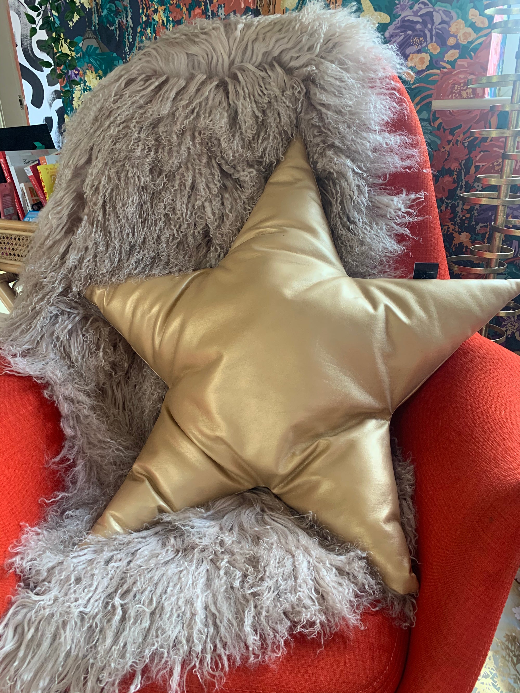 Oyster mongolian sheepskin throw rug sheet 