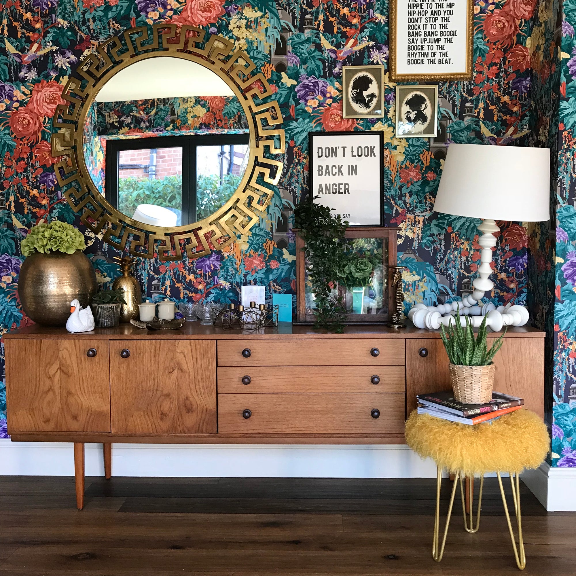 mustard yellow Mongolian Sheepskin stool