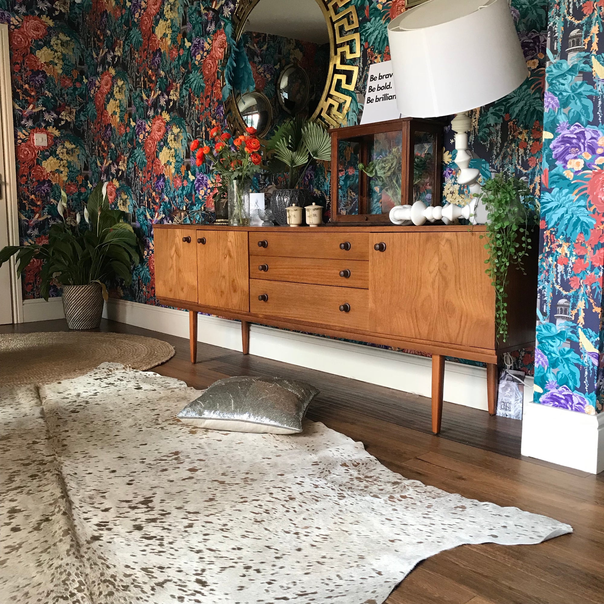 Gold metallic speckled cowhide genuine leather