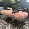 Blush Pink extra large mongolian upholstered metallic hairpin leg bench